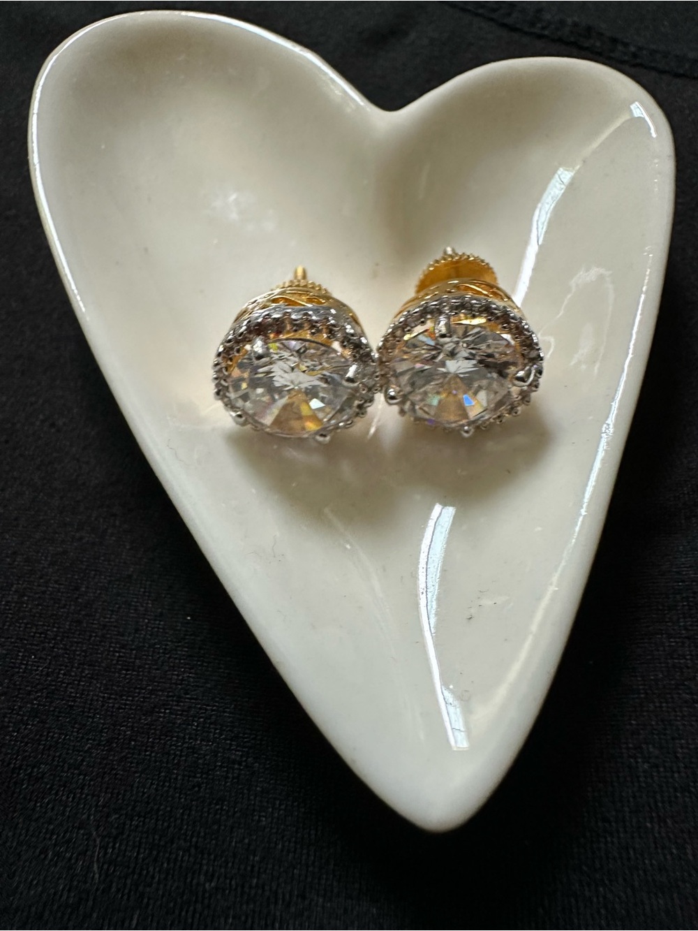 Crystal Halo Stud Earrings in Gold and Clear - Women's Jewelry